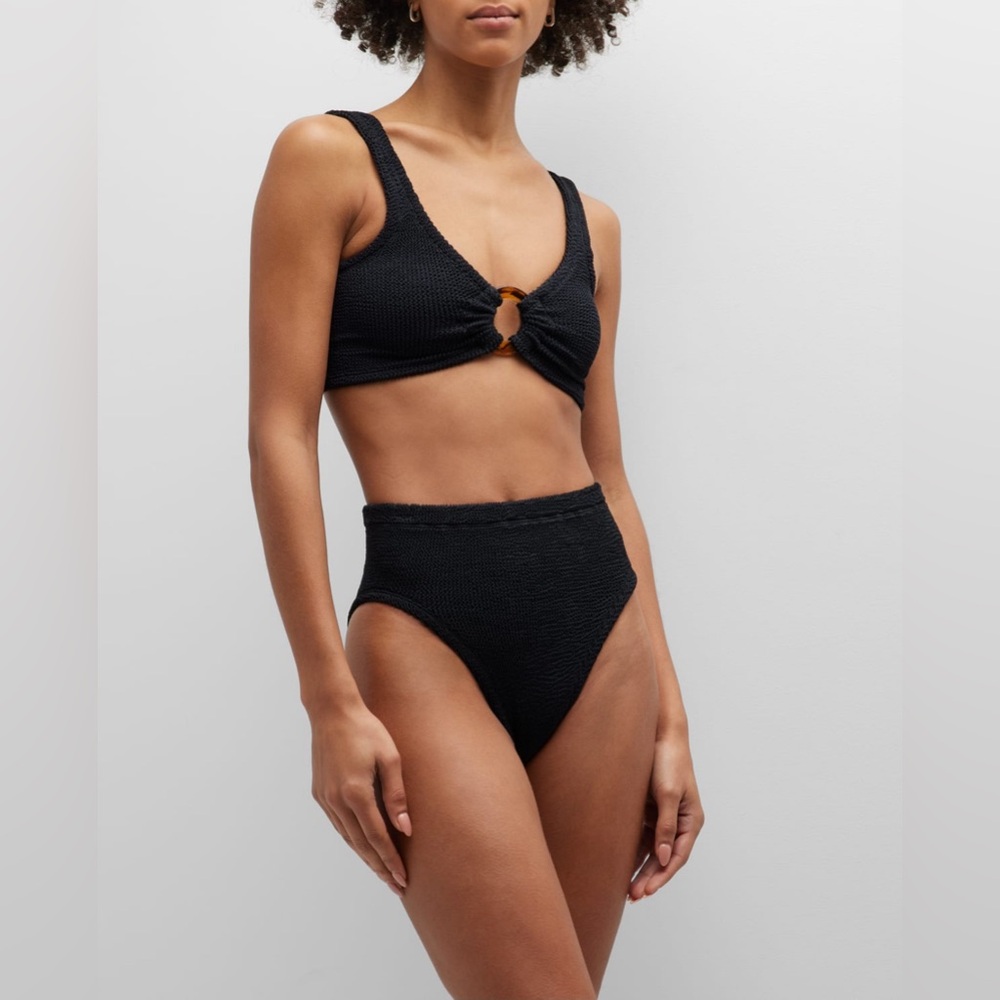 Hunza G Black Textured High-Waist Bikini